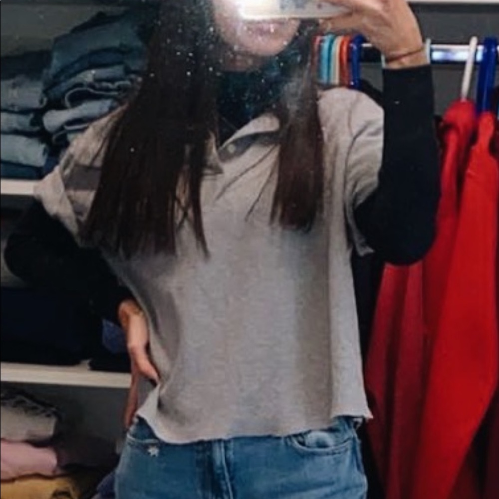 Grey Cropped Polo